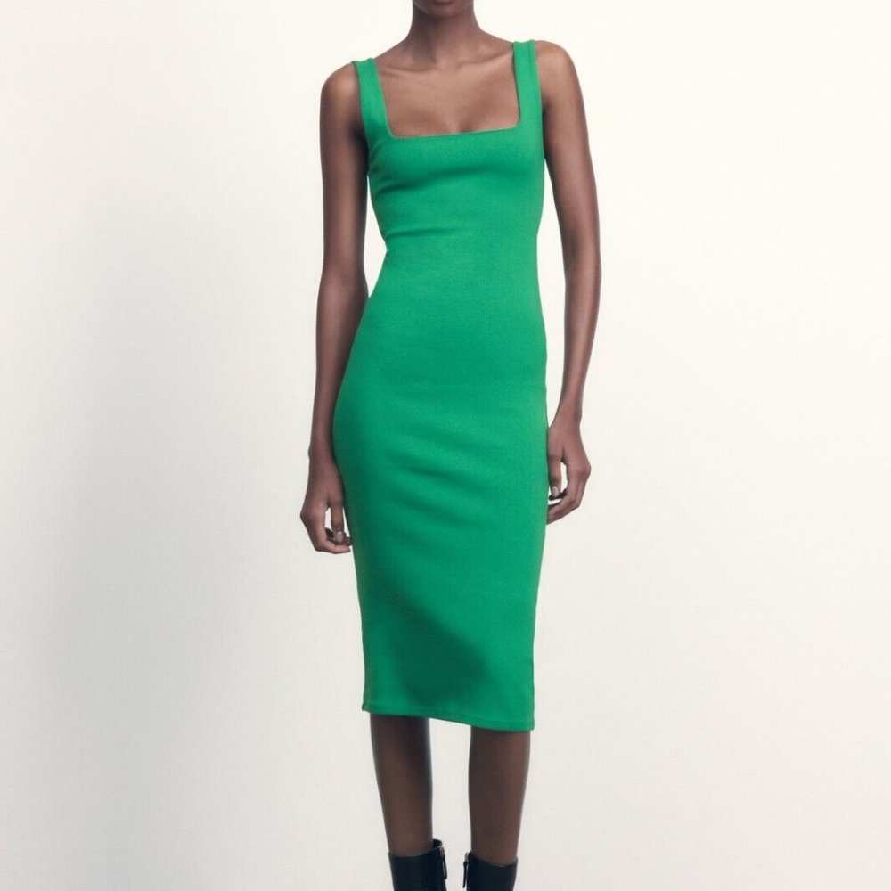 Zara green bodycon sleeveless dress